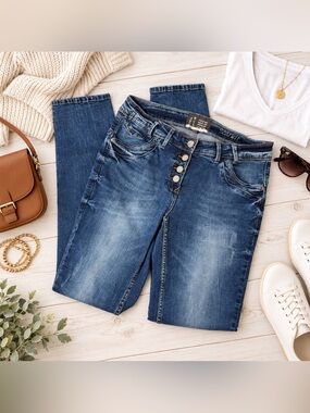 CECIL Scarlett Jeans Size 29 Blue Wash Button Fly Straight Leg Denim